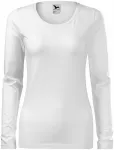 Дамска прилепнала тениска с дълъг ръкав, Бял