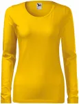Дамска прилепнала тениска с дълъг ръкав, жълт