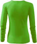Дамска прилепнала тениска, V-образно деколте, ябълково зелено