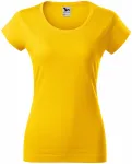 Дамска приталена тениска с кръгло деколте, жълт