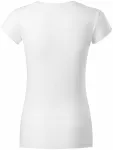 Дамска приталена тениска с V-образно деколте, Бял
