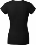Дамска приталена тениска с V-образно деколте, черен