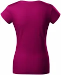 Дамска приталена тениска с V-образно деколте, фуксия червено