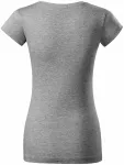 Дамска приталена тениска с V-образно деколте, тъмно сив мрамор