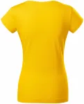 Дамска приталена тениска с V-образно деколте, жълт
