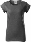 Дамска тениска със завити ръкави, черен мрамор