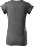 Дамска тениска със завити ръкави, черен мрамор