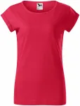 Дамска тениска със завити ръкави, червен мрамор