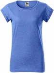 Дамска тениска със завити ръкави, син мрамор