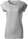 Дамска тениска със завити ръкави, сребърен мрамор