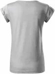 Дамска тениска със завити ръкави, сребърен мрамор