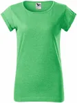 Дамска тениска със завити ръкави, зелен мрамор
