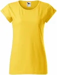 Дамска тениска със завити ръкави, жълт мрамор