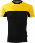 Двуцветна памучна тениска, жълт