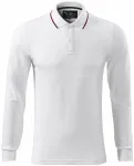 Мъжка риза поло с контрастни дълги ръкави, Бял
