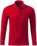 Мъжка риза поло с контрастни дълги ръкави, формула червено