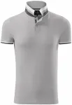 Мъжка риза поло с яка нагоре, сребристо сиво