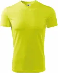 Тениска с асиметрично деколте, неоново жълто